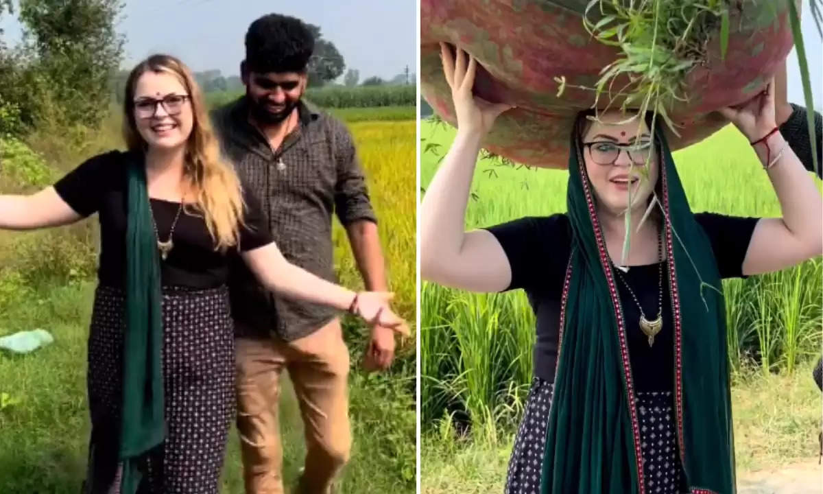 Viral Video: हरियाणवी पति ने धर दिया ऑस्ट्रेलिया से आई बीवी के सर पर घास का गट्ठर! जनता के दिलों को छू रहा ये वीडियो
